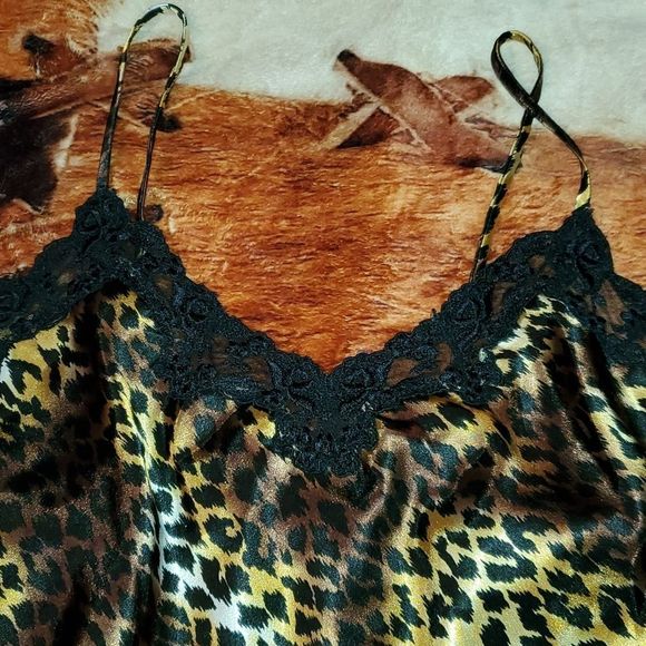 Y2K Victoria's Secret Leopard Print Crop‎ Slip Top Camisole Lace Bodice  Large - Picture 3 of 11